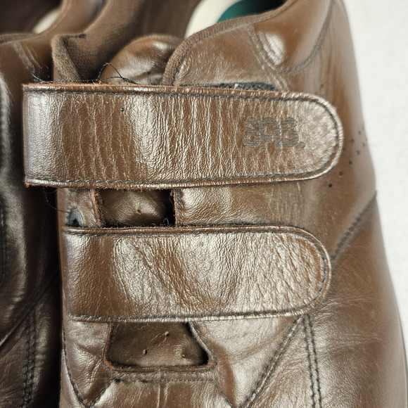 SAS VTO EZ Strap Leather Walking Shoe Mens 12.5E WIDE Brown Hook & Loop Diabetic - Picture 12 of 16